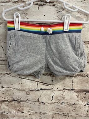 Primary Gray Knit Shorts with Rainbow Waistband